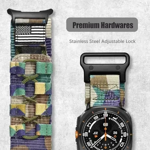MOFREE Compatible with Samsung Galaxy Watch Ultra 47mm/Ultra 2 (2024/2025) Bands,Rugged Nylon Woven Loop Sport Adjustable Strap Replacement Wristband for Samsung Galaxy Watch Ultra Bands for Men - 3