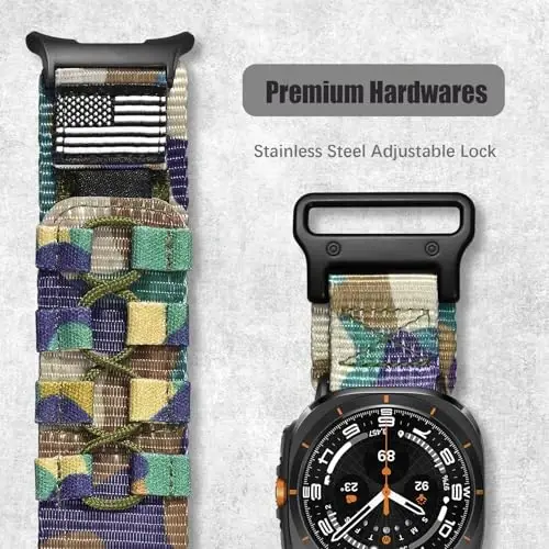 MOFREE Samsung Galaxy Watch Ultra 47mm/Ultra 2 (2024/2025) ile Uyumlu Kordonlar, Sağlam Naylon Dokuma Döngü Spor Ayarlanabilir Kayış Değiştirme Erkekler için Samsung Galaxy Watch Ultra Kordonları - 3