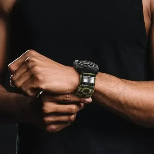 MOFREE Samsung Galaxy Watch Ultra 47mm/Ultra 2 (2024/2025) tasmalariga mos keladi, mustahkam neylon to'quv halqali sport sozlanishi tasma Samsung Galaxy Watch Ultra erkaklar uchun armiya-yashil bilaguzukni almashtirish - 6