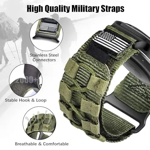 MOFREE Samsung Galaxy Watch Ultra 47mm/Ultra 2 (2024/2025) tasmalariga mos keladi, mustahkam neylon to'quv halqali sport sozlanishi tasma Samsung Galaxy Watch Ultra erkaklar uchun armiya-yashil bilaguzukni almashtirish - 2