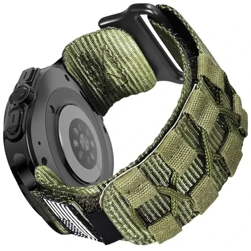 MOFREE Совместимый с Samsung Galaxy Watch Ultra 47mm/Ultra 2 (2024/2025) ремешками, прочный нейлоновый плетеный спортивный регулируемый ремешок на запястье для Samsung Galaxy Watch Ultra ремешки для мужчин, армейский зеленый - 1