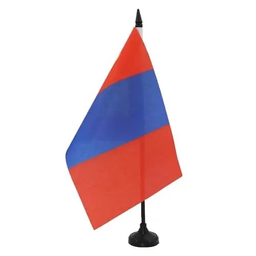 AZ FLAG Mongolia Table Flag 5'' x 8'' - Mongolian Desk Flag 21 x 14 cm. - Black plastic stick and base - AZ FLAG