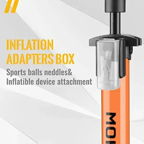 MOHEGIA Bike Floor Pump with Gauge: Air Bicycle Pump with High Pressure 160 PSI,Fits Schrader and Presta Valve -Inflator with Ball Pump Needles for MTB Road Bike, Ball, Balloon, Inflatables - 5