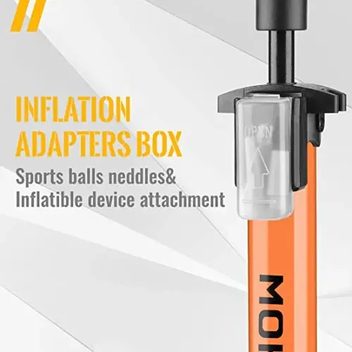 MOHEGIA Bike Floor Pump with Gauge: Air Bicycle Pump with High Pressure 160 PSI,Fits Schrader and Presta Valve -Inflator with Ball Pump Needles for MTB Road Bike, Ball, Balloon, Inflatables - 5