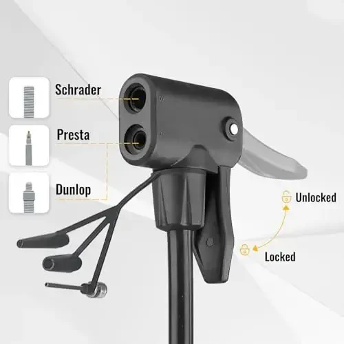 MOHEGIA Bike Floor Pump with Gauge: Air Bicycle Pump with High Pressure 160 PSI,Fits Schrader and Presta Valve -Inflator with Ball Pump Needles for MTB Road Bike, Ball, Balloon, Inflatables - 3