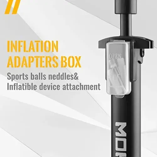 MOHEGIA Bike Floor Pump with Gauge: Air Bicycle Pump with High Pressure 160 PSI,Fits Schrader and Presta Valve -Inflator with Ball Pump Needles for MTB Road Bike, Ball, Balloon, Inflatables - 5