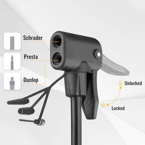 MOHEGIA Bike Floor Pump with Gauge: Air Bicycle Pump with High Pressure 160 PSI,Fits Schrader and Presta Valve -Inflator with Ball Pump Needles for MTB Road Bike, Ball, Balloon, Inflatables - 2