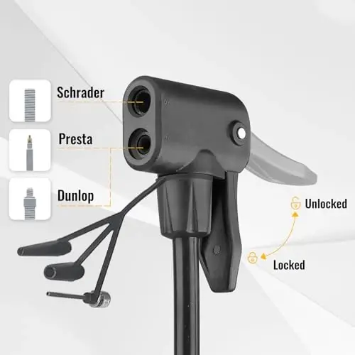 MOHEGIA O'lchovli Velosiped Zamin Nasosi: Yuqori Bosimli 160 PSI bilan Velosiped Nasosi, Schrader va Presta klapanlariga mos keladi - MTB Road Velosiped, To'p, Shar, Shishiriladigan narsalar uchun to'p nasosi ignalari bilan Inflator - 3