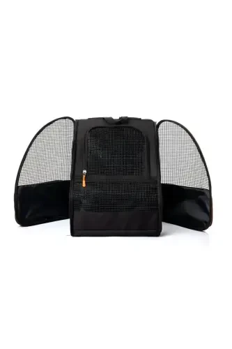 МОЮЩАЯСЯ СУМКА-ПЕРЕНОСКА ДЛЯ КОШЕК И СОБАК, ПЛАСТИКОВАЯ СЕТЧАТАЯ ПИРАМИДАЛЬНАЯ МОДЕЛЬ - Черный - 3