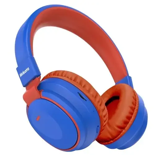 Mokata Kids Headphones Bluetooth 5.3 Wireless Lightweight Fast Charging 68 Hours Play Time Volume Limited 85/94dB Over Ear Foldable with Built-in Mic for Toddler Boy Girl Tablet Pad Blue 