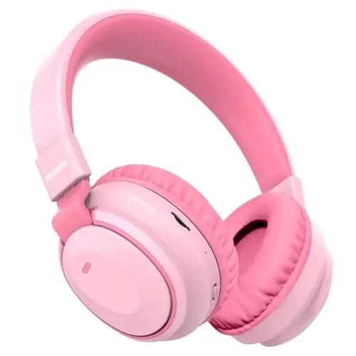 Mokata Kids Headphones Bluetooth 5.3 Wireless Lightweight Fast Charging 68 Hours Play Time Volume Limited 85/94dB Over Ear Foldable with Built-in Mic for Toddler Boy Girl Tablet Pad Pink 
