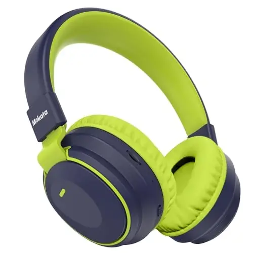 Mokata Kids Headphones Bluetooth 5.3 Wireless 60H Play Time Volume Limited 85/110dB Over Ear Foldable Headset with Cable Aux Mic for iPad Notebook Boy Girl Travel School Tablet Deep Blue - MOKATA