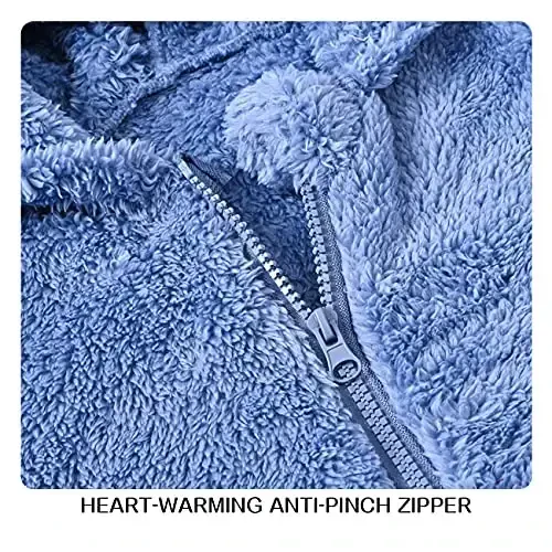 Mokitoni Baby Fleece Jumpsuits Infant Bear Ear Snowsuit Newborn Hooded Romper Warm Coat - 3