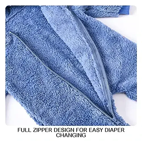 Mokitoni Baby Fleece Jumpsuits Infant Bear Ear Snowsuit Newborn Hooded Romper Warm Coat - 5