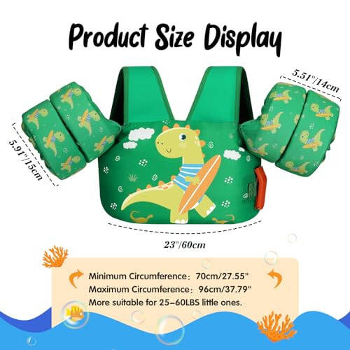 MoKo Toddler Swim Vest for Kids, Swim Arm Floaties 13-70lbs Cartoon Swimming Water Wings Pool Float Vests Sleeves Shoulder Straps Arm Band for Children Learn to Swim - 2