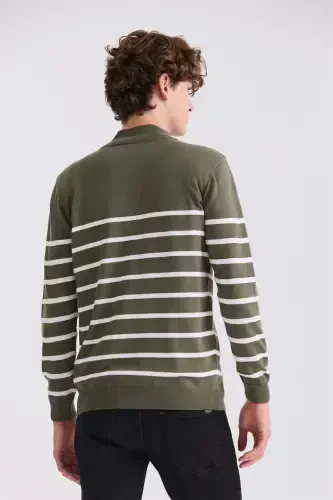 Mold Green Slim Fit Half-Mock Neck Pullover - 4