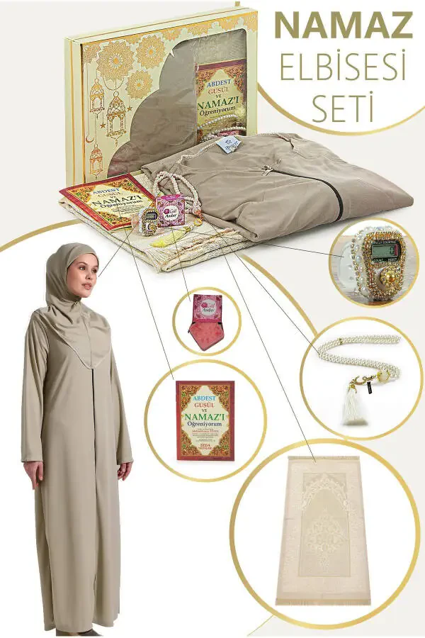 Молитвенное платье для женщин с прикрепленным платком и молнией - 8