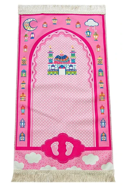 Молитвенный набор моей дочери. Я учусь молиться и читать Коран. Детский набор молитвенных ковриков. Розовый - 8