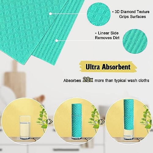 MoLKENE Swedish Dish Cloths - 10 Pack Reusable Kitchen Dishcloths - Ultra Absorbent Dish Towels for Washing Dishes - Cellulose Sponge Cloth Cleaning Rag - Assorted - 2