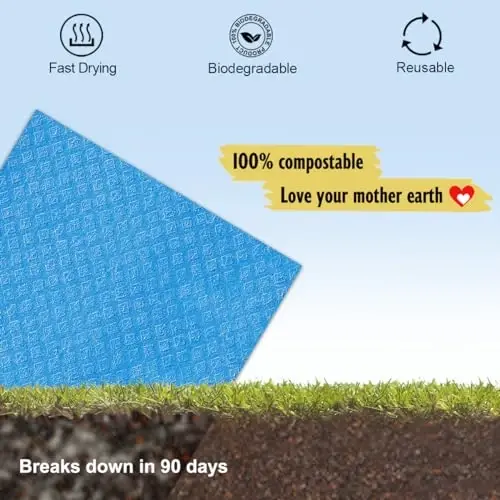 MoLKENE Swedish Dishcloths - 10 Pack Reusable Kitchen Dishcloths - Ultra Absorbent Dish Towels for Washing Dishes - Cellulose Sponge Cloth Cleaning Cloths - Blue - 6