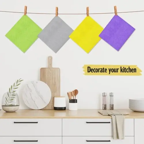 MoLKENE Swedish Dishcloths for Kitchen | 6 Pack Absorbent Cellulose Sponge Cloths Washable | Non-Scratch Reusable Paper Towels Quick Drying Cleaning Cloths - Purple - MOLKENE (1)