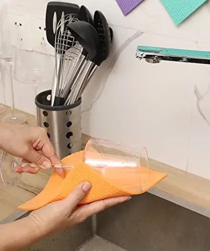 MoLKENE Shved dasturxonlari - 10 dona Qayta ishlatiladigan oshxona dasturxonlari - Idishlarni yuvish uchun ultra absorbentli dasturxonlar - Sellyuloza gubka mato tozalash matolari - Apelsin - 5