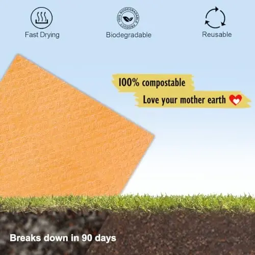 MoLKENE Swedish Dishcloths - 10 Pack Reusable Kitchen Dishcloths - Ultra Absorbent Dish Towels for Washing Dishes - Cellulose Sponge Cloth Cleaning Cloths - Orange - 5