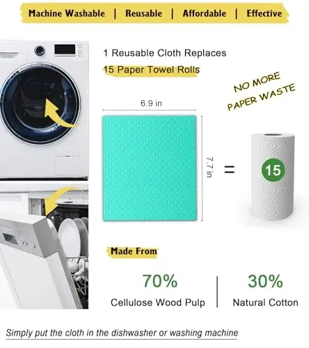 MoLKENE Swedish Dishcloths for Kitchen, 2 x 10-Pack, Assorted Colors | Reusable Paper Towels Washable, Non-Scratch Cellulose Sponge Cloths, Absorbent Cleaning Rag Dish Cloths, No Odor, 7.7” x 6.9” - 4