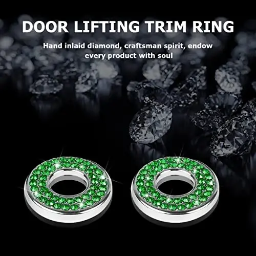 Moly Magnolia 4PCS Bling Car Door Lock Cover Stickers, Green | 0.47x0.98 Inch, round pin fit, zinc alloy/rhinestones, adhesive backing, clean surface, heat-press, interior accessories - 3