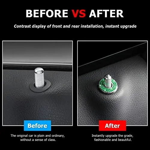 Moly Magnolia 4PCS Bling Car Door Lock Cover Stickers, Green | 0.47x0.98 Inch, round pin fit, zinc alloy/rhinestones, adhesive backing, clean surface, heat-press, interior accessories - 4
