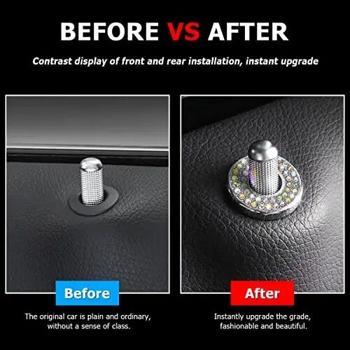 Moly Magnolia 4PCS Bling Car Door Lock Cover Stickers, Multicolor | 0.47x0.98 Inch, round pin fit, zinc alloy/rhinestones, adhesive backing, clean surface, heat-press, interior accessories - 4