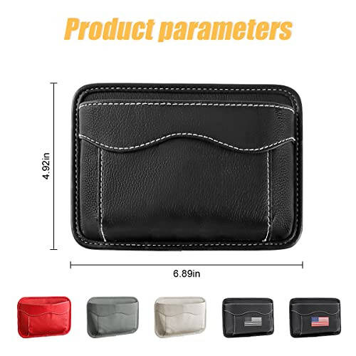 Moly Magnolia PU Leather Car Seat Side Pocket Organizer, Gray | holds phones pens and cards, console door or narrow-gap placement, fits most cars, SUVs, and trucks, car interior accessories - 2