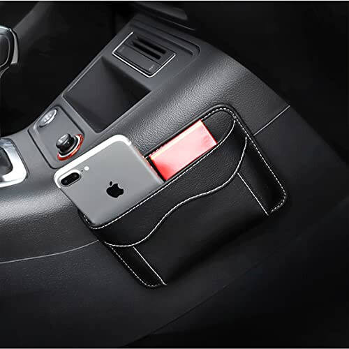 Moly Magnolia PU Leather Car Seat Side Pocket Organizer, Gray | holds phones pens and cards, console door or narrow-gap placement, fits most cars, SUVs, and trucks, car interior accessories - 7