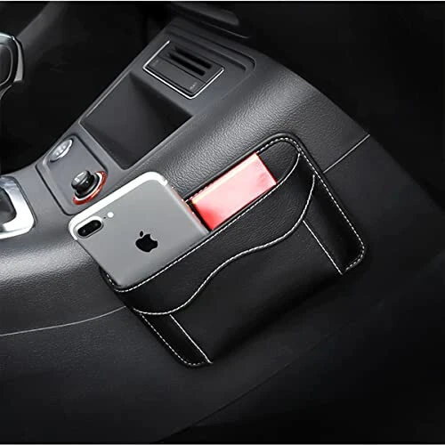 Moly Magnolia Car Seat Side Pocket Organizer, American Flag PU Leather Storage Bag, Pen Phone Holder Tray Pouch Seat Gap Filler, Interior Accessories for Auto Door Window Console (Red) - 7