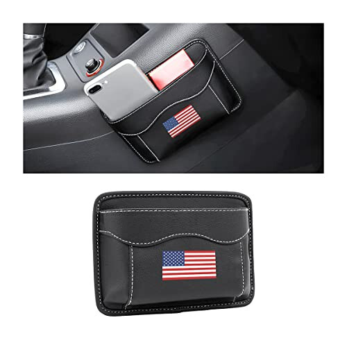 Moly Magnolia Car Seat Side Pocket Organizer, American Flag PU Leather Storage Bag, Pen Phone Holder Tray Pouch Seat Gap Filler, Interior Accessories for Auto Door Window Console (MultiColor/Flag) - Moly Magnolia