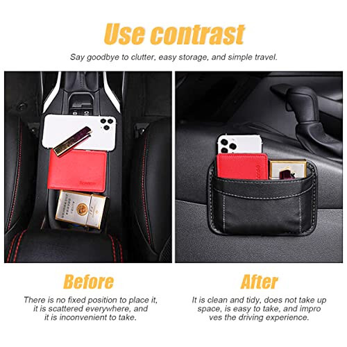 Moly Magnolia PU Leather Car Seat Side Pocket Organizer, Multicolor/Flag | holds phones pens and cards, console door or narrow-gap placement, fits most cars, SUVs, and trucks, car interior accessories - 3