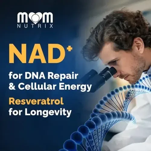 MOM NUTRIX Липосомальная NAD добавка с ресвератролом - Высокая чистота NAD Plus 2000 мг, 120 капсул, Сделано в США - Альтернатива NMN - 4
