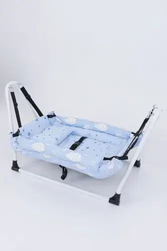 Mom Side Hammock Luxury Cotton Fabric Wipeable Hammock-Blue - 2