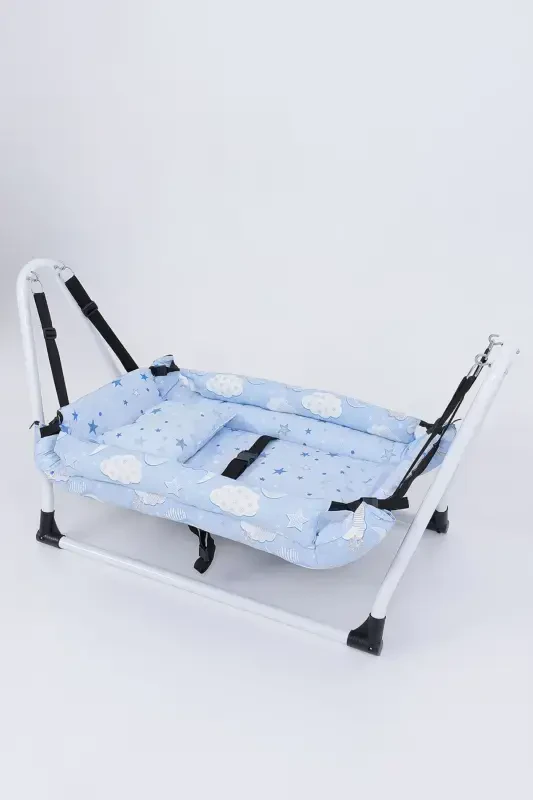 Mom Side Hammock Luxury Cotton Fabric Wipeable Hammock-Blue - 2