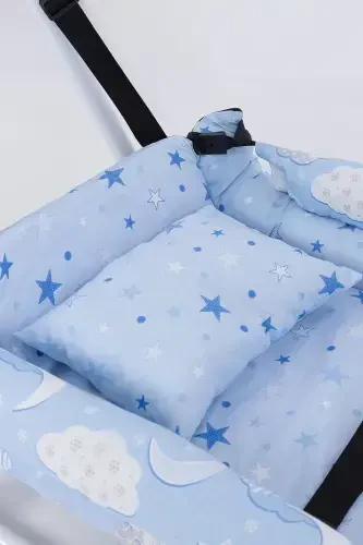 Mom Side Hammock Luxury Cotton Fabric Wipeable Hammock-Blue - 3