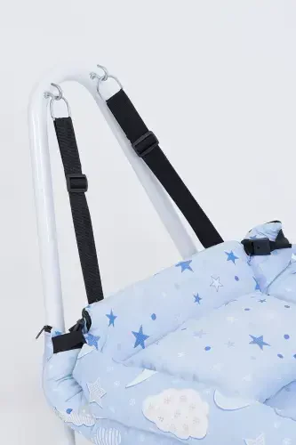 Mom Side Hammock Luxury Cotton Fabric Wipeable Hammock-Blue - 4