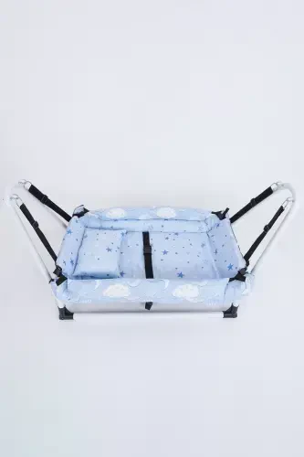 Mom Side Hammock Luxury Cotton Fabric Wipeable Hammock-Blue - 6