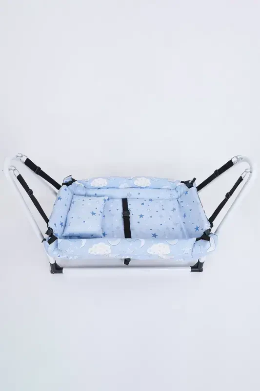 Mom Side Hammock Luxury Cotton Fabric Wipeable Hammock-Blue - 6