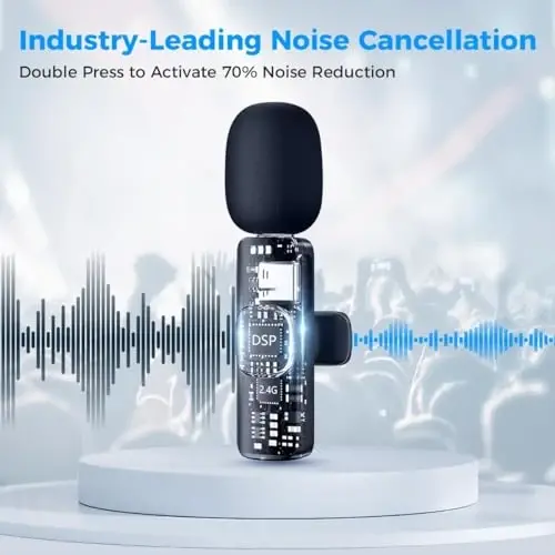 Moman Wireless Lavalier Microphone for iPhone, Clip on Microphone for Video Recording Interview Podcast Vlog YouTube, Wireless-lavalier-Mic-iPhone-Recording - 2
