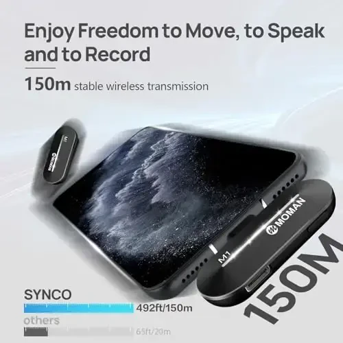 Moman simsiz lavalier mikrofon, 2 dona USB-C qisqichli mikrofon video yozish uchun, mini telefon mikrofon intervyu YouTube Tiktok uchun, simsiz Lepal mikrofon iPhone 15, Android, Type-C qurilma uchun - 5