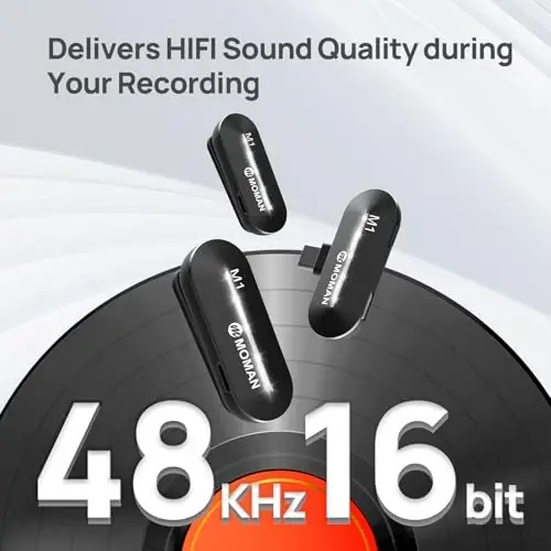 Moman simsiz lavalier mikrofon, 2 dona USB-C qisqichli mikrofon video yozish uchun, mini telefon mikrofon intervyu YouTube Tiktok uchun, simsiz Lepal mikrofon iPhone 15, Android, Type-C qurilma uchun - MOMAN (1)