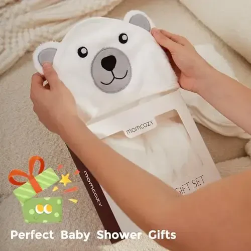 Momcozy Baby Bath Towel Set, Baby Towel with Hood and Baby Washcloth|Baby Bath Glove, Extremely Soft, Breathable, Suitable for Girls and Boys - 7
