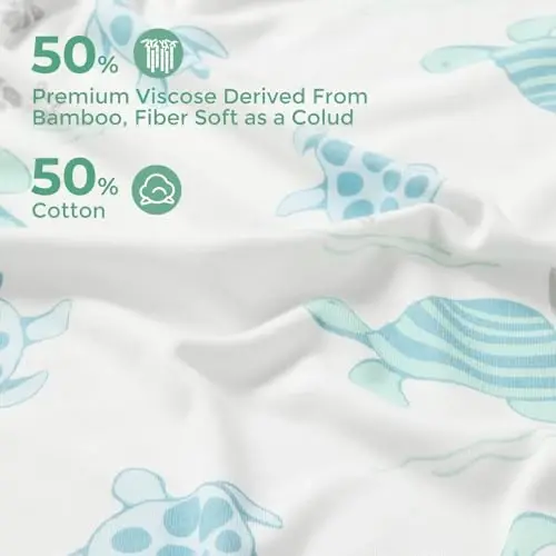 Momcozy Baby Towel with Hooded-Original Design Baby Towel Set -Soft & Absorbent- Shower Gifts or Bath Essential for Infant, Newborn, Toddler, Marine Sea Turtle Shells Magic - 3