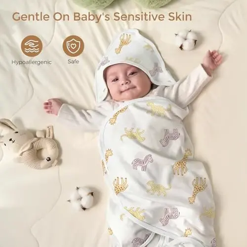 Momcozy Baby Towel with Hooded - Ultra Soft & Absorbent Large Bath Towel Set for Comfort & Gentle on Baby's Skin - Shower Gift & Bath Essential & Baby Registry Search for Newborn,Infant,Toddler,Kids - 6