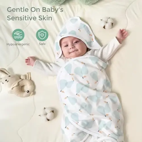 Momcozy Baby Towel with Hooded - Ultra Soft & Absorbent Large Bath Towel Set for Comfort & Gentle on Baby's Skin - Shower Gift & Bath Essential & Baby Registry Search for Newborn,Infant,Toddler,Kids - 4